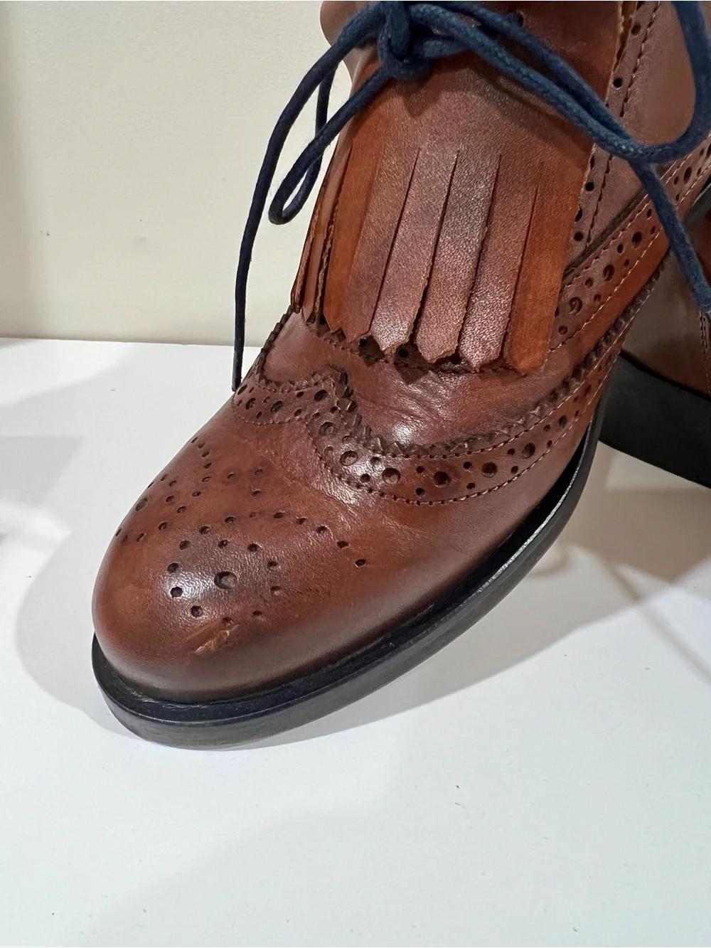 GIROTTI Women’s Custom Brown Leather Wingtip Brogue Oxford Lace Up Shoes Size 39
